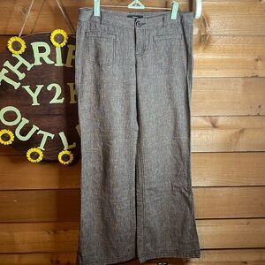Vintage Y2K Express Barrel Wide Leg Linen Cotton Pocket Low Rise Pant Trouser